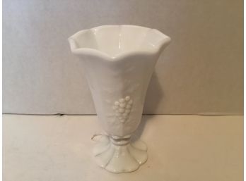 Vintage Westmoreland White Milk Glass Paneled Grape Flared Footed Bud Vase