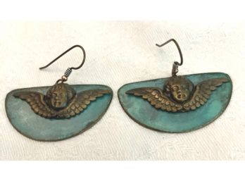 Unusual Earrings Set Featuring Winged Angels