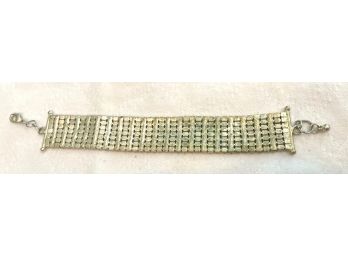 Bold, Sparkly  Clear Rhinestone Bracelet, Over 3/4' Wide