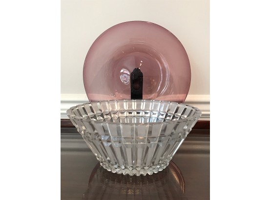 Signed Plate And Cut Glass Bowl