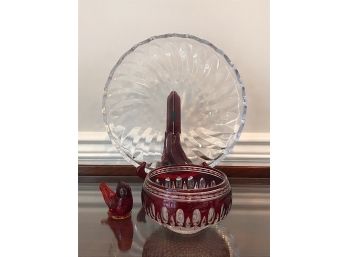 Waterford Crystal Bowl And Heavy Crystal Platter