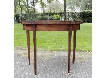 An Antique Heppelwhite Style Mahogany Inlaid Demi-lune Game Table - 19th C