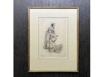 A German Colored Copper Engraving By Paul Geissler - Framed, Signed, Matted Under Glass