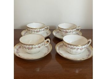 Antique Haviland Limoge Bone China Tea Cups And Saucers