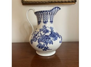 A Large English White And Blue Whieldon Ware Pitcher/ewer - Kingston-F Winkle