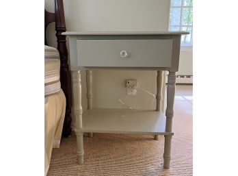 A Soft Green Bedside Table With Drawer - Glass Knob And Shelf