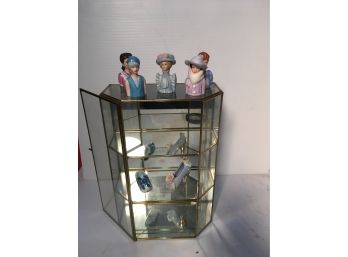 Miniature Glass Display Together  With  Some Miniatures