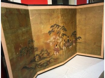 Vintage Hand Painted Asian Screen