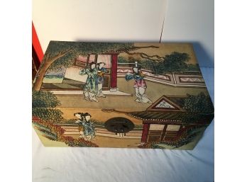 Vintage Chinese Hand Painted Small Trunk