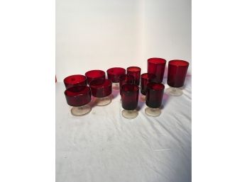 12 Vintage Ruby Glass Glasses