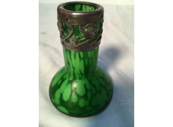 Antique Green Art Glass Vase