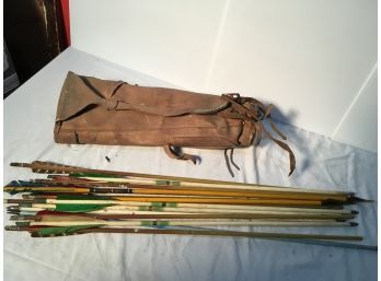 Vintage Bow Arrows And Pouch