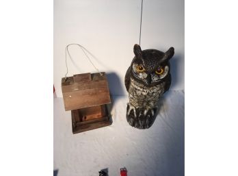 Bird Feeder And Decorative Owl
