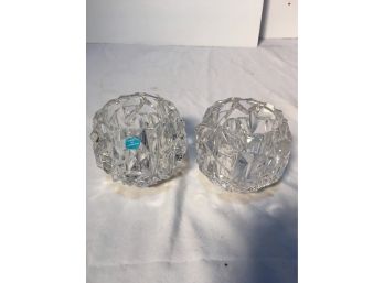Pair Of Authentic  Tiffany & Co Crystal  Candlesticks