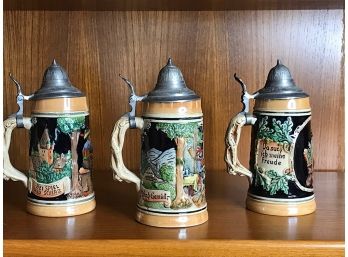 Three Collectible Authentic German Steins