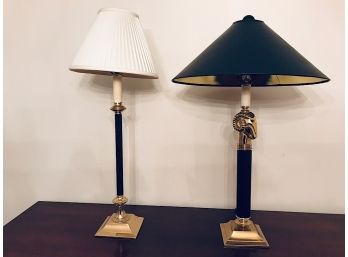 Two Lamps With Brass Base