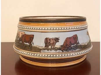 Large Mettlach Bowl With Cows