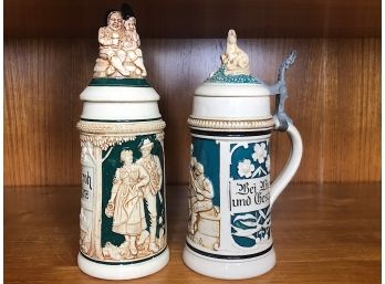 Two Ceramic Irish Themed German Steins