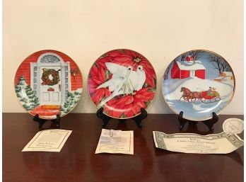 Three Bradford Exchange Collectible Christmas Plates