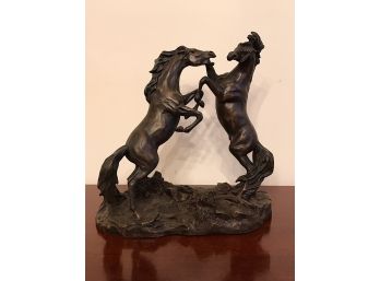 Challenging Stallions Bronze Statue