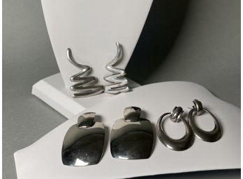 Three Pairs Of Earrings Including Sterling Silver