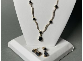 18kt Gold Over Sterling Silver Necklace And Earrings, Never Worn