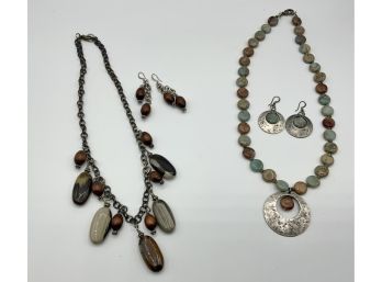 2 Beautiful Handcrafted Necklaces W/matching Earrings