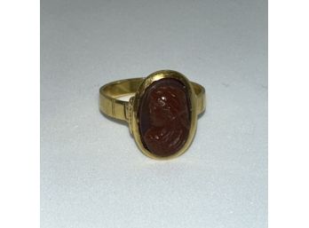 Antique 10k Carved Carnelian Cameo Ring Size 8