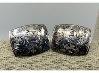 Gorgeous Antique Exquisitely Engraved Sterling Silver 950 Cufflinks