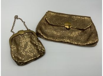 2 Elegant Vintage Whiting & Davis Gold Mesh Evening Bags