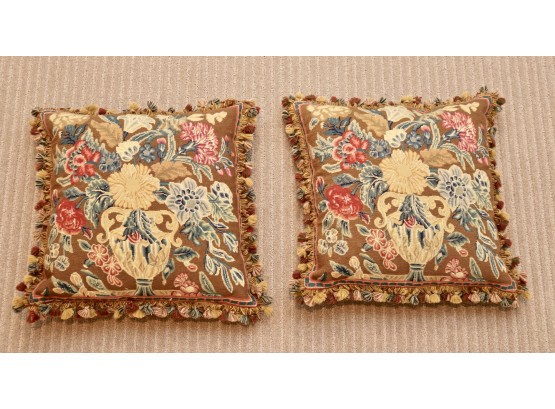 Chelsea Textiles Needlepoint Handmade Pillows Set Of 2 (Purchased For $580)