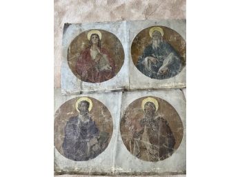 6 Original Oils On Canvas - Louis Schaettle ( American 1867 - 1917) - Religious Icons