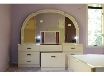 Another WOW - Glamorous Makeup Dresser With Hidden Lights, Mirrors And Seat - See Matching Bed