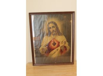 Vintage Framed Picture Of Jesus
