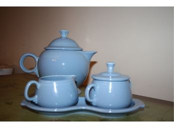 Blue Fiesta Ware Tea Set - Made In U.S.A.