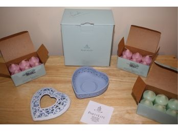 PartyLite Pierced Cameo Heart Tealight Keepsake With Three Boxes Of PartyLite Candles