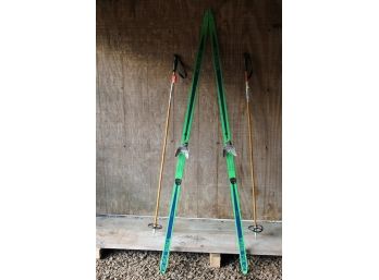 Vintage EDSBYN Trim 714 Fiberglass Cross Country Skies With Bamboo Trak Poles - Made In Sweden