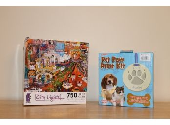 Pet Paw Print Kit & City Lights 750 Piece Puzzle