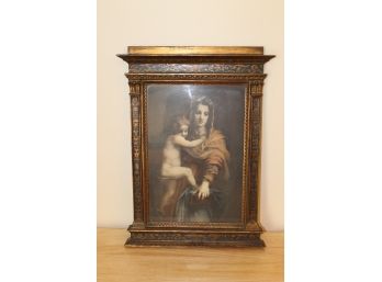 Antique Gold Gilded Framed Picture Of Mother & Child