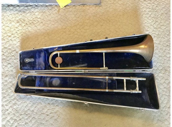 Antique C.G. Conn Trombone  With Case And Serial Number