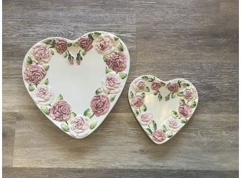 Pair Of Heart Shaped Plates, Made In Portugal