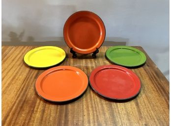 Five Vintage Enamel Plates ~ Japan ~
