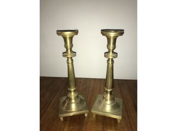 Two Large Brass Candlestick Holders ~ Awesome ~ VERY HEAVY
