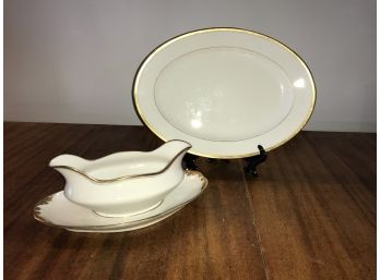 Two Limoges Pieces ~ Gravy Boat & Small Platter ~