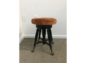 Antique Piano Stool ~ Glass Balls And Claw Feet
