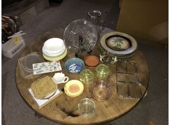 Kitchen Lot ~ Many Items ~ Chargers,Cake Plate,Trivots &So Much More