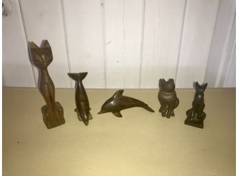 Five Piece Wood Animal Carving Lot
