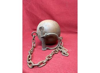 1800s Solid Ball & Chain  Includes Early Twist Key
