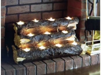Faux Fireplace Logs Insert With Tealights