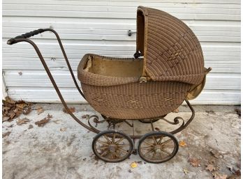 Early Wicker Baby Carriage
